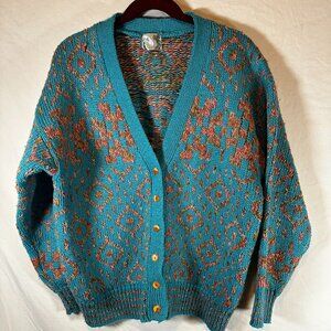 Vintage 90s Knit Geometric Patterned Cardigan